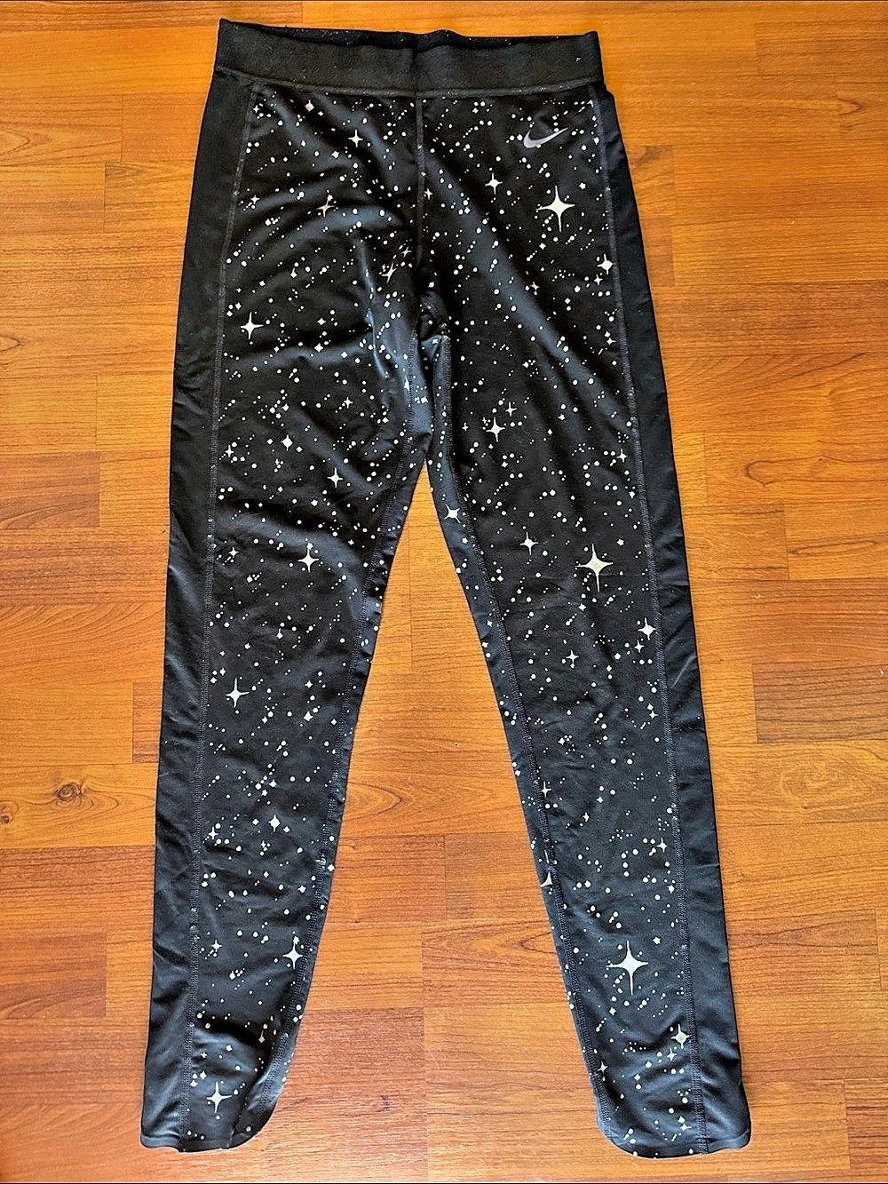 Nike Pro Starry Night Metallic Print Training Tights, Black & White, Medium